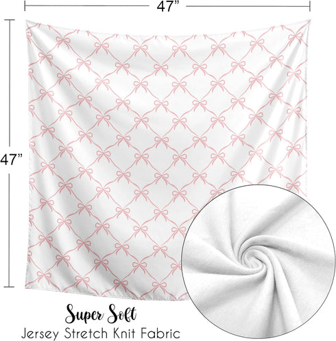 47in. Sweet Jojo Designs Baby Swaddle Blanket (Pink Bows) for Girls, Infant/Newborn Stretchy Lightweight Jersey