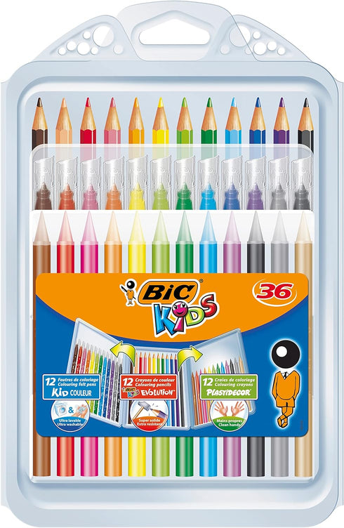 BIC Kids' Colouring in Wallet, Mixed Products, Multi-Coloured, Pack of 36
