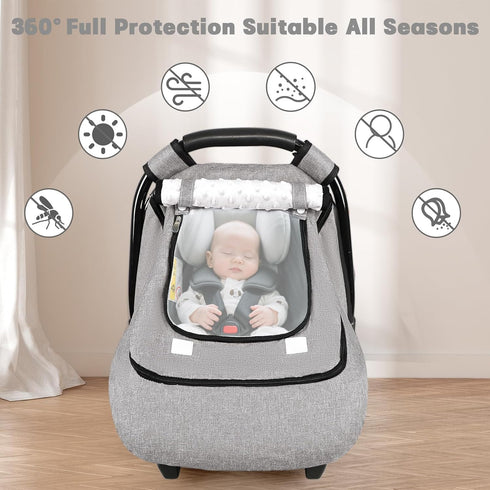 Cozy, Winter Baby Car Seat Cover Waterproof, Windproof Car Seat Covers for Newborns with Double-Layer Window, Infant