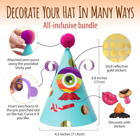 Glittery Garden Party Hats for Kids - Fun Birthday Activity Kit with Stickers, Animal Theme Party Favor
