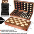 2 1 Set Set in Wooden Chess and Checkers - Folding Magnetic Chess Board with Storage Slots, Chess Pieces, Portable