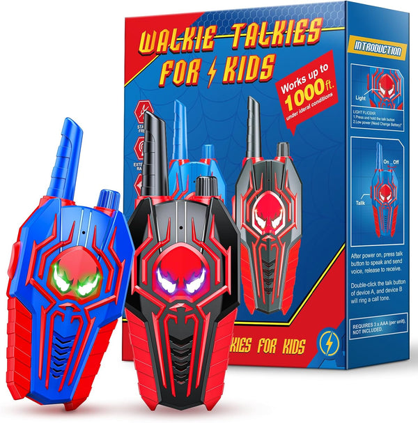 Spider Walkie Talkies for Kids Ages 3-8, 2 Pack Camping 2 Way Radio Outdoor Toy Birthday Gift for Boys