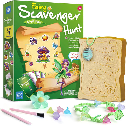 EDUMAN Flower Fairy Scavenger Hunt Dig Kit - Treasure Dig Kit Arts