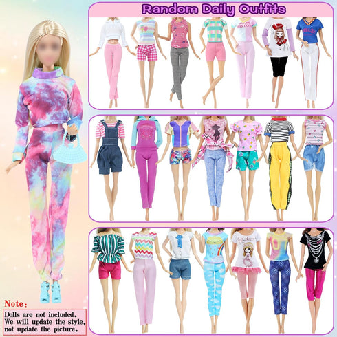 65 Pcs Doll Clothes and Accessories Set, 5 Fashion Dresses, 3 Wedding Gowns, 20 Shoes for 11.5 Inch Girl Dolls