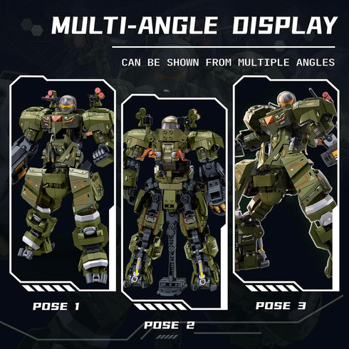 Set 598 BDXEJV Mech Robot Transforming Building Blocks for Adults, Green City Protector Mecha Model Action Figures