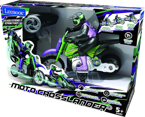 Lexibook RC18 Crosslander Radio Road Motorcycle, Up to 12km/h, Perfect Balance, Light Effects, Fast Acceleration,