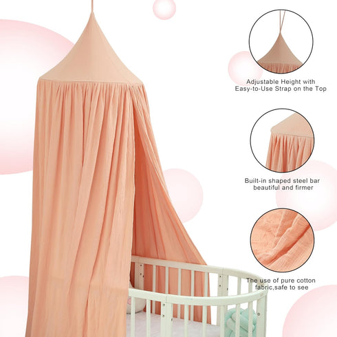 Cotton Kids Bed Canopy, Nursery Room Baby Crib Hanging Curtain Mosquito Net Hideaway Bedding Children Reading Nook