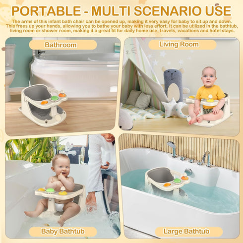 ZWRTU 6 Baby Bath Seat for Babies Months & Up - Non-Slip Toddler Bath Seat for Baby & Newborn with Suction Cups, Safe