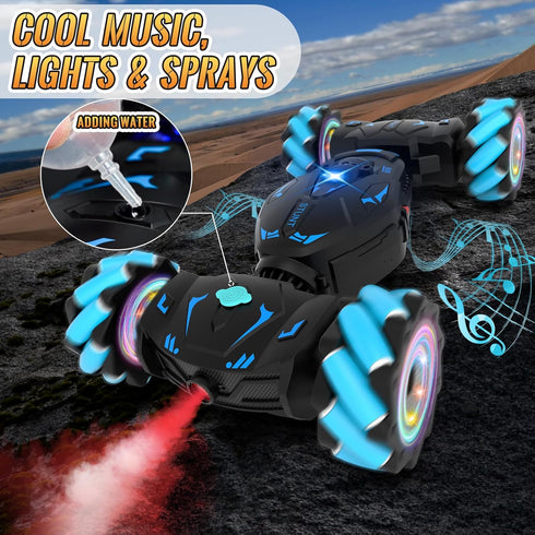Pristar RC Cars Gesture Sensing Stunt Car, Best Gifts for Boys 6-12, 2.4Ghz Remote Control Toys for Age 6-12, 360°