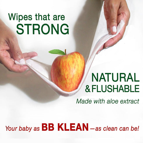 Generic 99.9% 80 (4) B.B. Klean Flushable Baby Wipes | Hypoallergenic | Sensitive Skin | Thick & Absorbent | Durable |