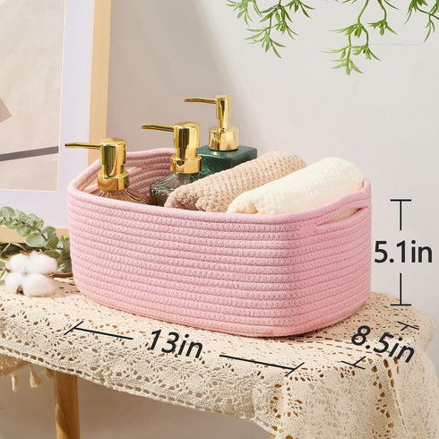 Closet 13x8.5x5.1 3 Packs MiniArk Small Storage Baskets for Organizing | Organizer Bins | Shelf Toy Basket | Woven Rope