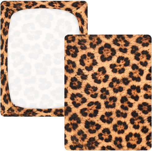 CZXW 52" 28" Leopard Fur Print Crib Sheets Fitted x Natural Cotton Soft & Breathable for Baby Crib Mattress