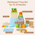 Montessori Toys Set for Babies 13-15 Months, 5 in 1 Educational Wooden Learning Toys with Sensory Ball & Object
