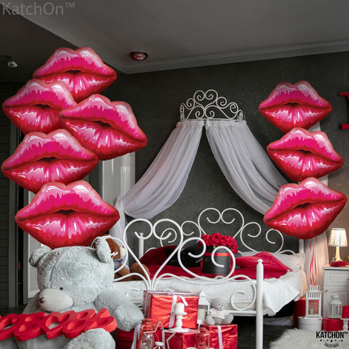 KatchOn Red Lip Balloons - 30 Inch, Pack of 8 | Kiss & Lips Balloons for Bachelorette & Anniversary Decorations