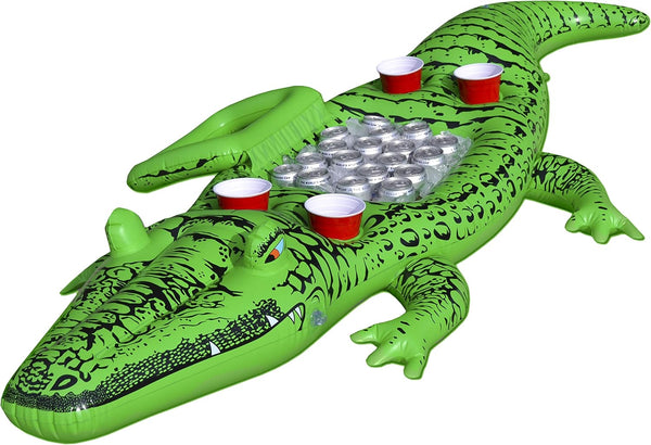 GoFloats GoPong Giant Party Gator Floating Alligator with Cooler and Cup Holders,