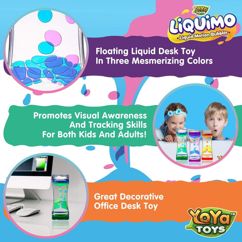 YoYa Toys Liquimo - Liquid Motion Bubbler, 3 Pack Sensory Fidget Desk Toy for Kids & Adults