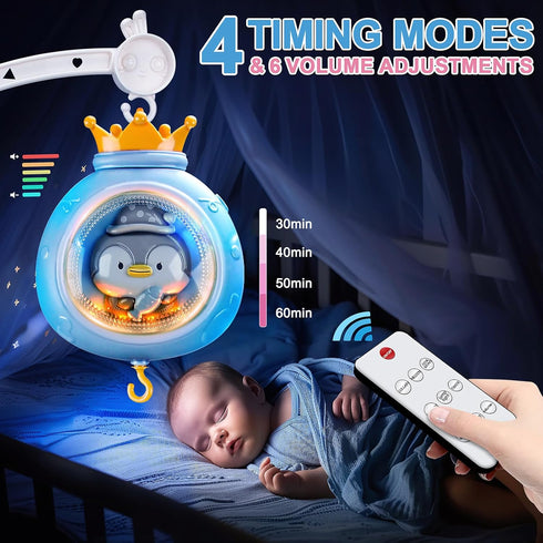 ZFSZSY 0-6 6-12 Pack Crib Mobile with Music and Lights,Mobiles for Cribs, Baby Mobile Arm Toys Hanging for Girls Boys