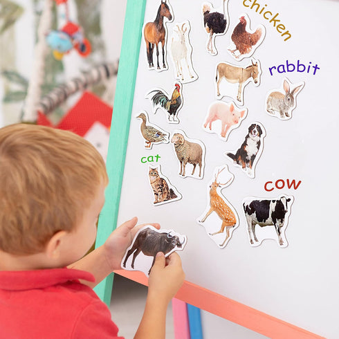 Fridge Magnets for Toddlers - Magdum, 16 Farm Animal Magnets for Refrigerator, Educational Gift for Kids