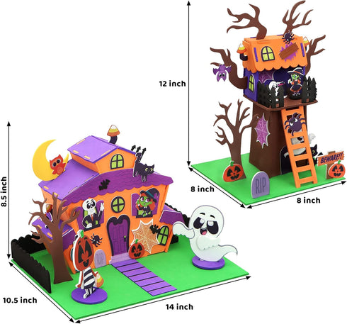 JOYIN 2 Pack Halloween Craft Kit, 3D Tree House and Pumpkin Haunted House, Art and Craft DIY Kits for Kids