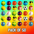 50 2 Inch Mini Stress Balls for Kids and Adults - Bulk Assorted Soft Stress Relief Balls, Sensory Fidget Toys, Party