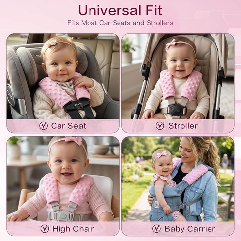 Pro Goleem Car Seat Strap Covers for Babies Girl Soft Car Seat Strap Shoulder Pads for All Car Seats, Stroller