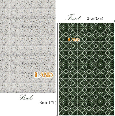 iLAND Dollhouse Flooring on 1/12 scale 1/6 scale, Miniature Dollhouse Accessories, 60pcs Double-Sided Dollhouse Floor Tiles (Advanced French Green Floral & Colorful Terrazzo)