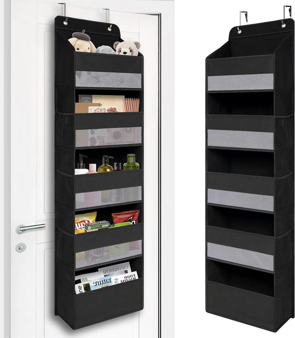 Heavy Duty Over Door Organizer, Large Wall Mount Hanging Storage for Closet and Nursery, Black