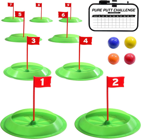 GoSports Pure Putt Challenge Mini Golf Game, Build Your Own Course at Home, Includes 9 Holes and Balls