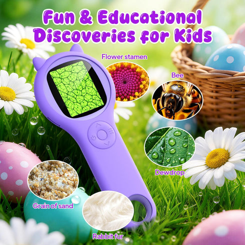 Ashfly Summer 5-8 9-12 Microscope for Kids - Electronic Handheld Magnifying Glass for Children-STEM Outdoor Science Kit
