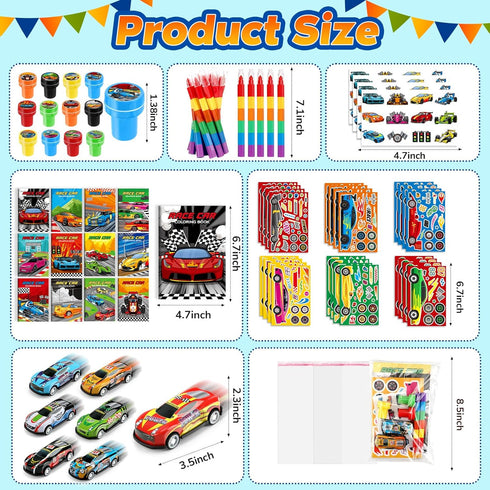 84Pcs Set BenLouis Race Car Party Favors Racing Theme Coloring Books Crayons Sticker Bulk for Kids Fast Racecar Wheels