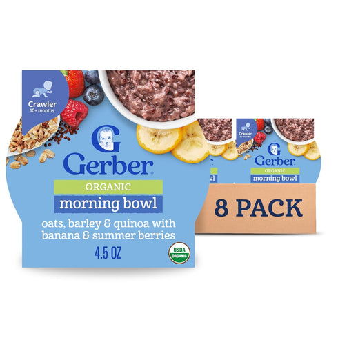Gerber Stage 3 Baby Food, Organic Morning Bowl, Oats Barley & Quinoa,
