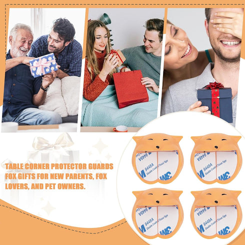CAIRIAC 4 Large Corner Protectors for Furniture, Adhesive Corner Guards, Cute Fox Shape Decorative Silicone Corner