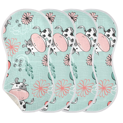 Set 1, 11 x22 Inch Kigai Cow Muslin Baby Burp Cloths, Large Absorbent Cotton Muslin Burp Cloths of Washcloths, Face