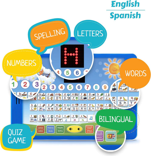 Boxiki Kids Spanish-English Learning Bilingual Tablet Educational Toy with LED Screen Display