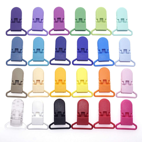 24pcs/Pack 1" Plastic Pacifier Clips, Dummy Holder for Teether/Binky/Paci/Bib/Toy Clip, Mix 24 Colors
