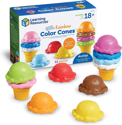 Learning Resources Smart Snacks Rainbow Color Cones - Ice Cream Toy Scoop,