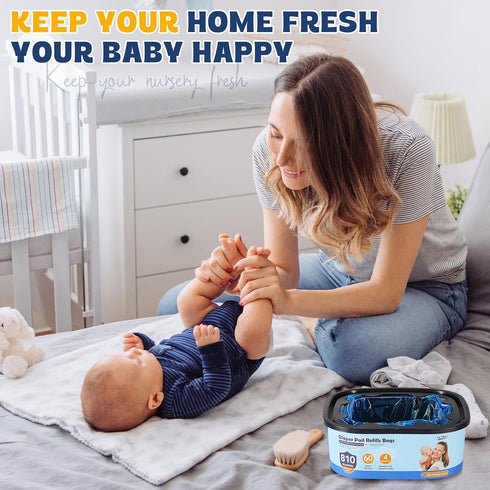 Bags,7-Layer 810 Pack 2 Diaper Pail Refill Odor Prevention Technology,Thickened Design - Hold up to Newborn-Sized