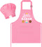R HORSE 2Pcs Kid Apron And Chef Hat Set, Adjustable Children Pink