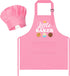 R HORSE 2Pcs Kid Apron And Chef Hat Set, Adjustable Children Pink