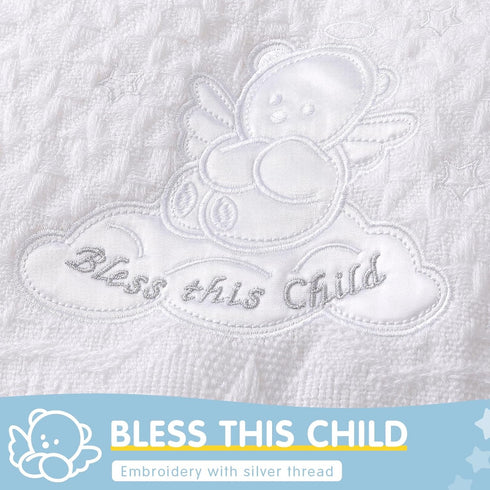 36x50 Booulfi Baby Blanket Newborn Boys Girls Satin Trim White Baby Blankets Baptism Christening Baby Shawl Neutral