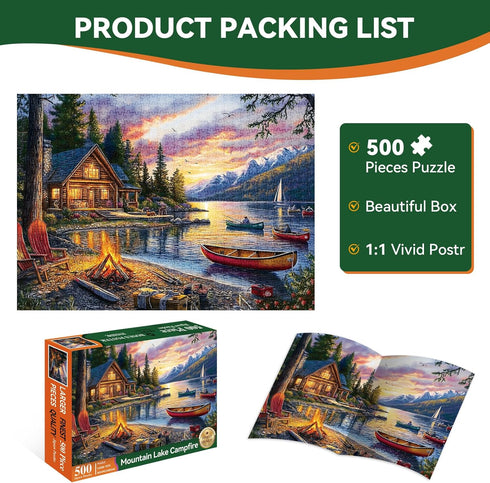 zhiseoyi 500 500 1:1 20.5 15 Jigsaw Puzzle for Adults Pieces Piece Puzzle with Scenic Cabin, Interlocking Adult