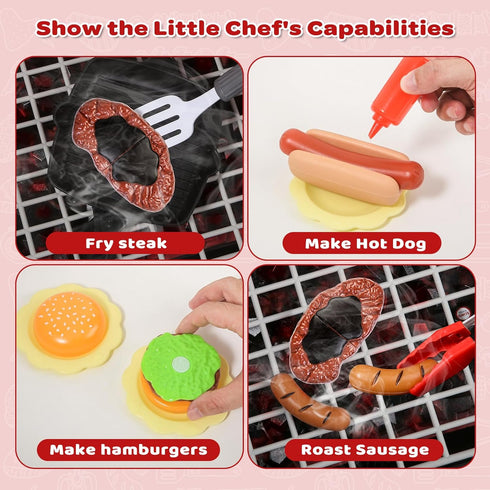 35pcs Set, Set, Set, Playset Set, Playset Kitchen Toy Toy BBQ Grill Cooking Toy Little Chef Play, Kids Grill