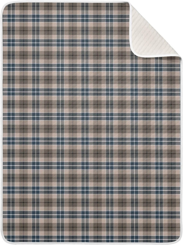 CHUROUSY Brown Plaid Checkered Baby Blanket for Boys Girls Geometric Gingham Nursery Swaddling