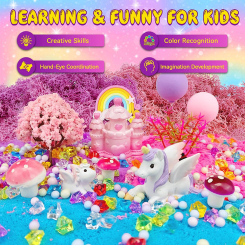 7july Ages5 6 7 8 9 10 Unicorn Terrarium Crafts Kit for Kids-LED Night Light Up & Remote Unicorn Birthday Gifts Toys
