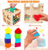 1+ 8pcs Packaging HELLOWOOD Montessori Toys for Year Old, Wooden Sorter Cube with Rattling Shapes, Developmental