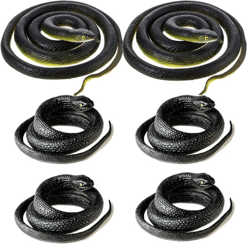 6 Pieces Large Rubber Snakes Realistic Fake Plastic Snake Toys to Keep