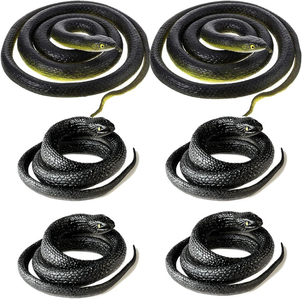 6 Pieces Large Rubber Snakes Realistic Fake Plastic Snake Toys to Keep