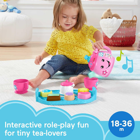 Set 18+ Fisher-Price Toddler Toy Laugh & Learn Sweet Manners Tea with Music & Lights for Educational Pretend Play Kids