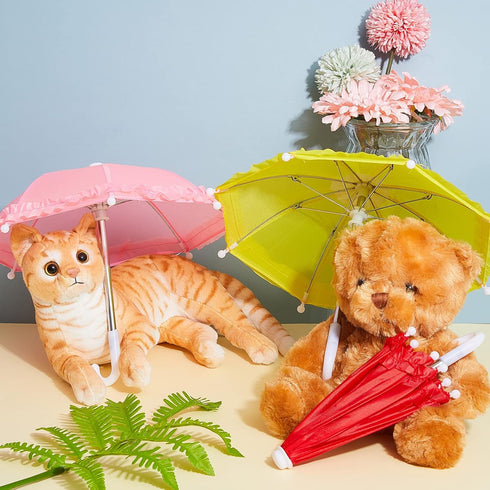 Eccliy Mini Doll Umbrella 11.8 Inch Colorful Tiny Plant Beach Sunny Rainy 1:6 Scale Doll Umbrella