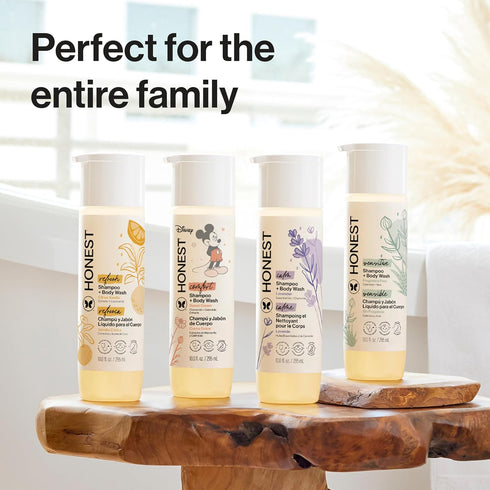 2-in-1 18 oz The Honest Company Baby Shampoo & Body Wash, Fragrance-Free, Gentle, Tear-Free, Hypoallergenic, Naturally